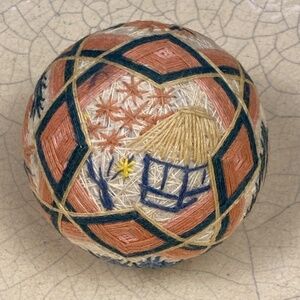 Vintage Temari Thread Ball Japanese Traditional Folk Art Handmade 3 ¼" Diameter